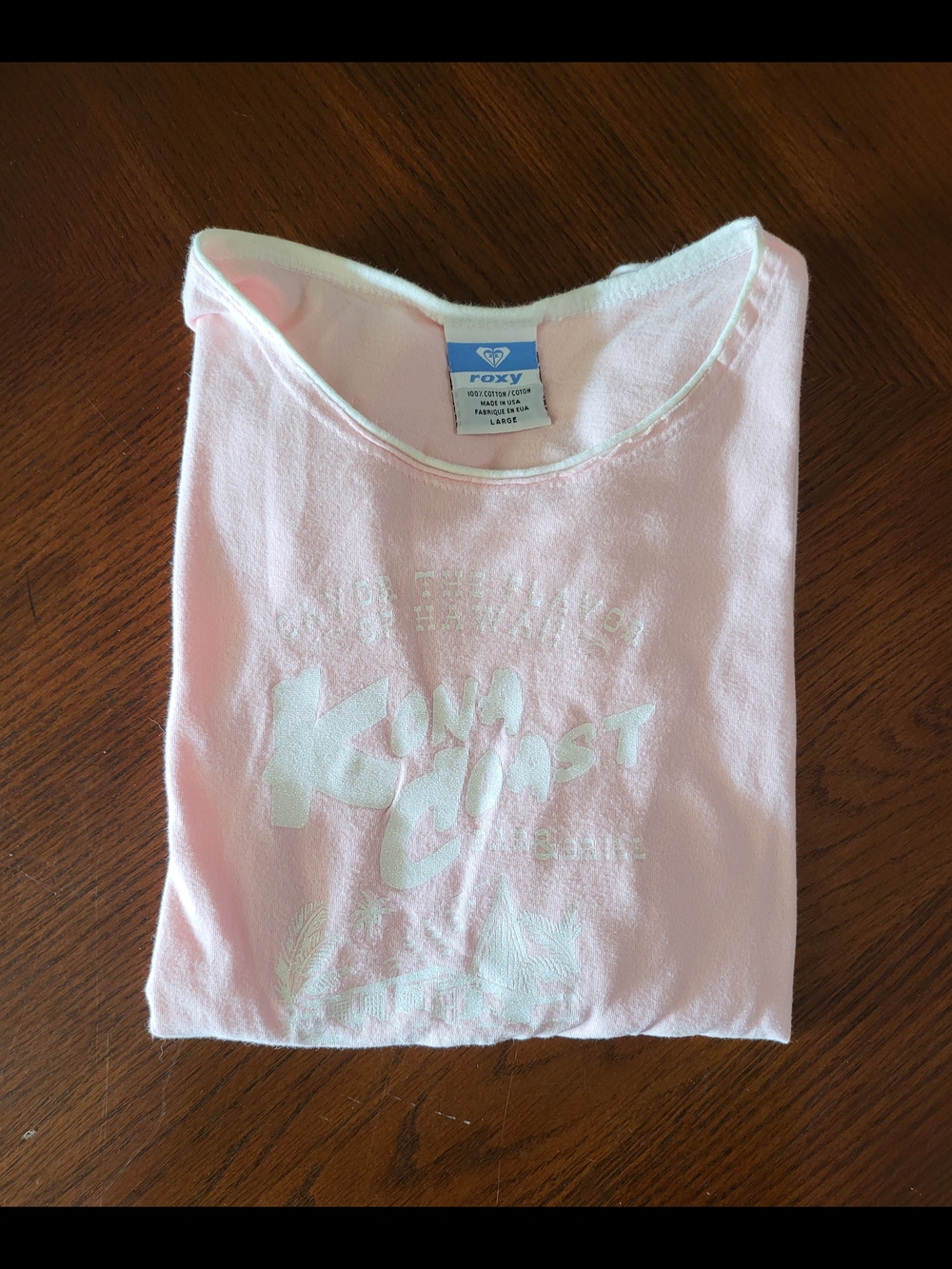 Roxy Vintage Pink Kona Coast Hawaii Surf Tee Made USA L